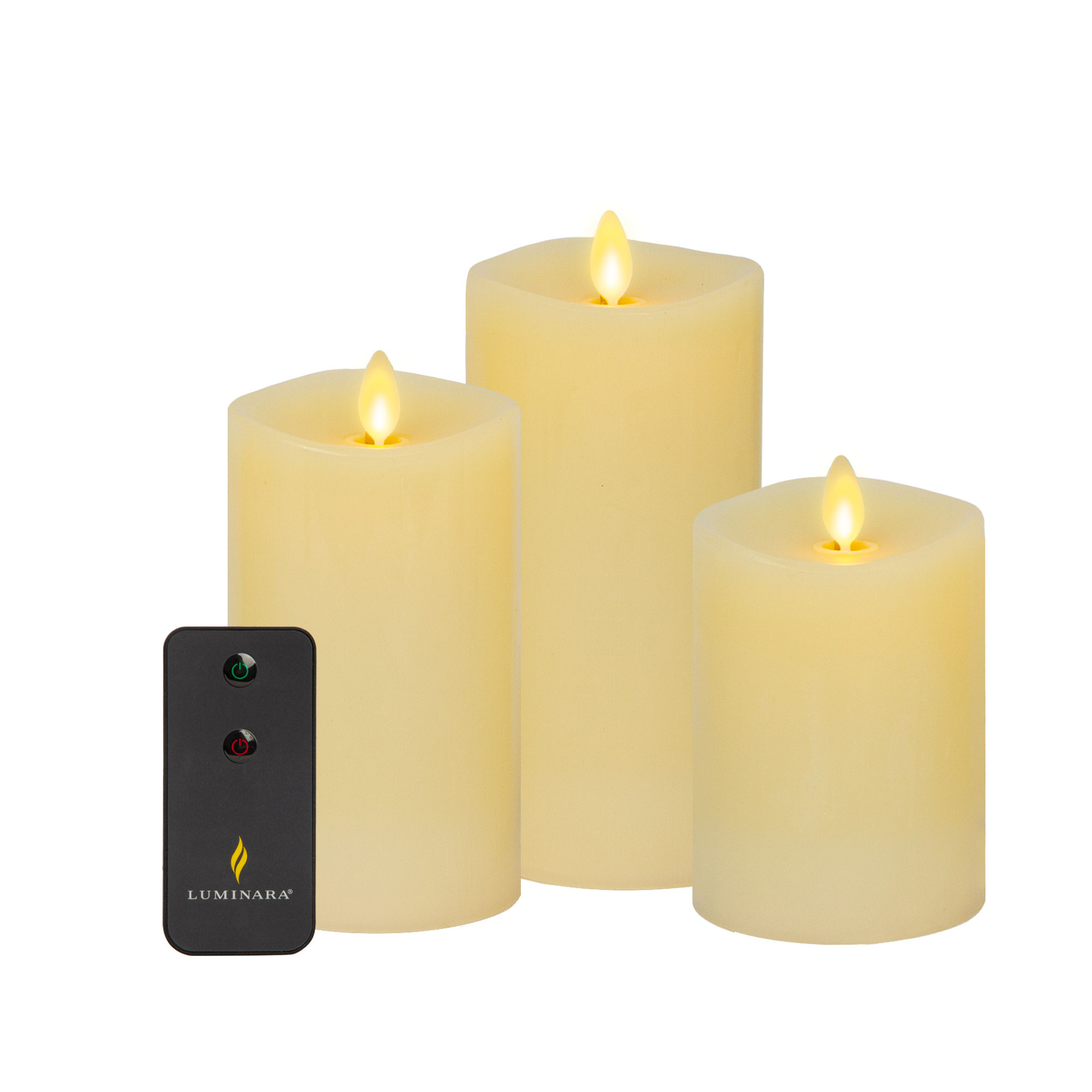 an image of Luminara's ivory flameless candle pillars