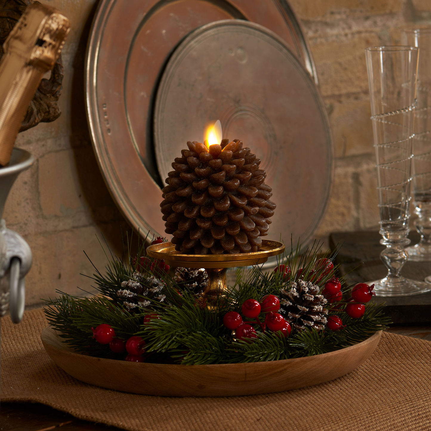 an image of Luminara's pine cone candles