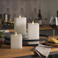 White Flameless Candle Square Pillar - Flat Top