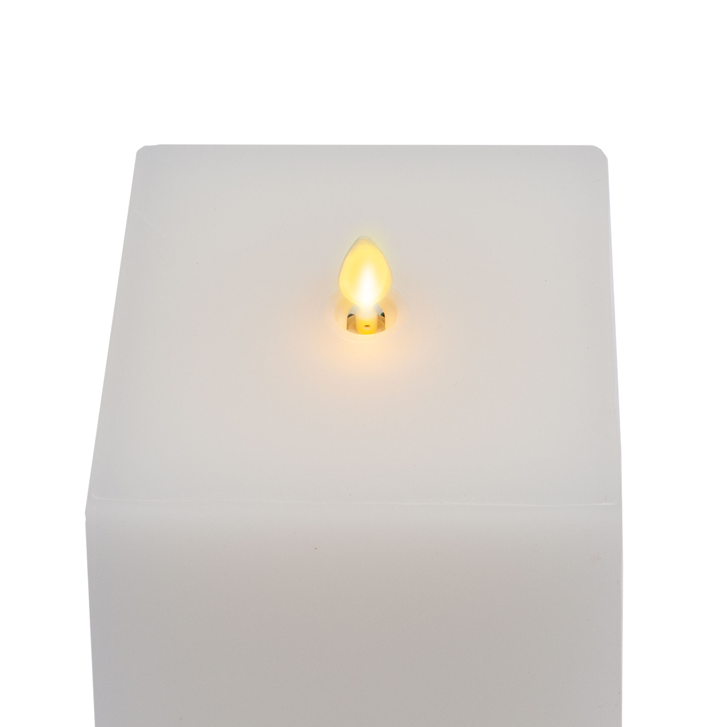 White Flameless Candle Square Pillar - Flat Top