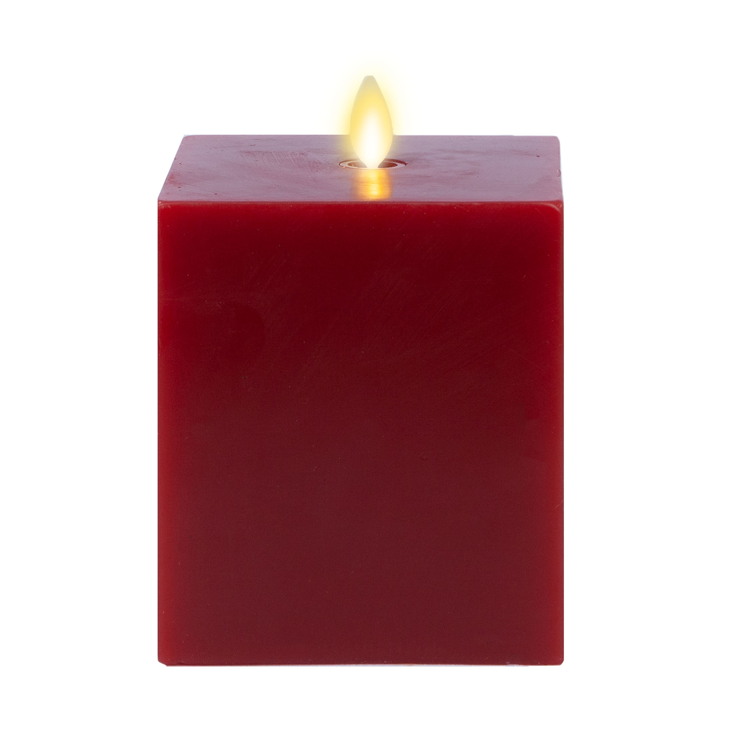 Burgundy Flameless Candle Square Pillar - Flat Top