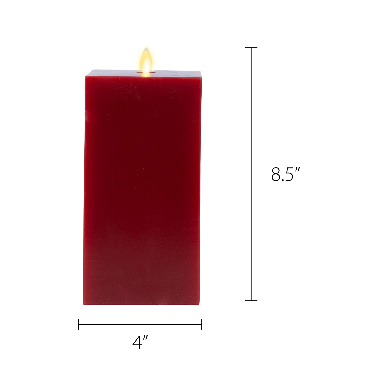 Burgundy Flameless Candle Square Pillar - Flat Top