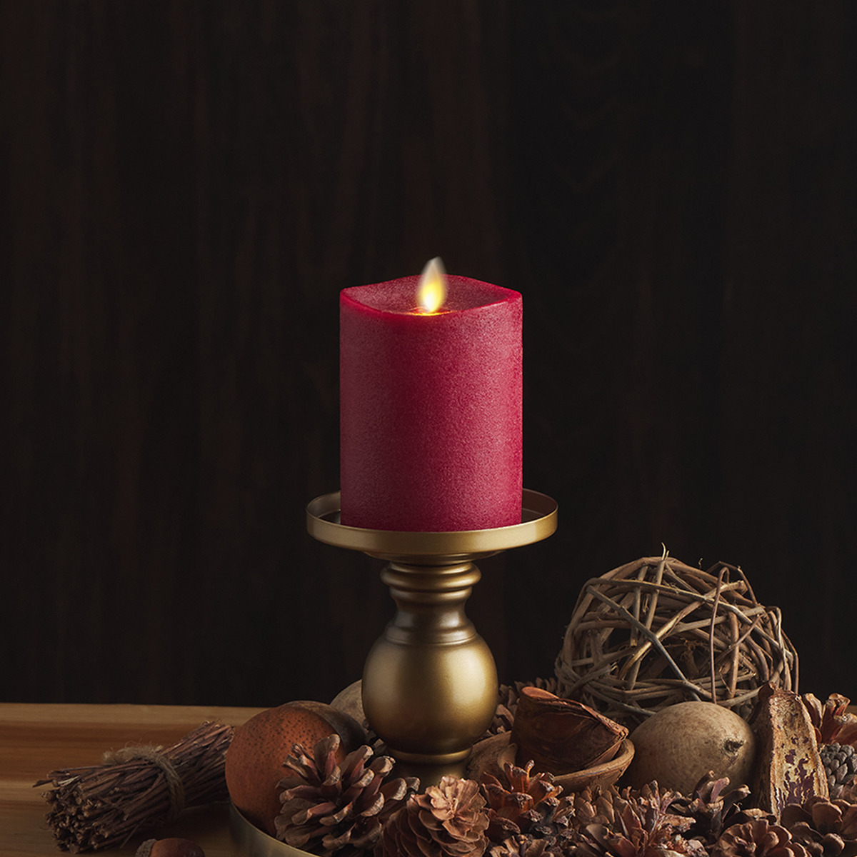 Luminara 7.5-Inch Red Flameless Candle – Real Flame-Effect LED, Rare Boxed Set Of 2