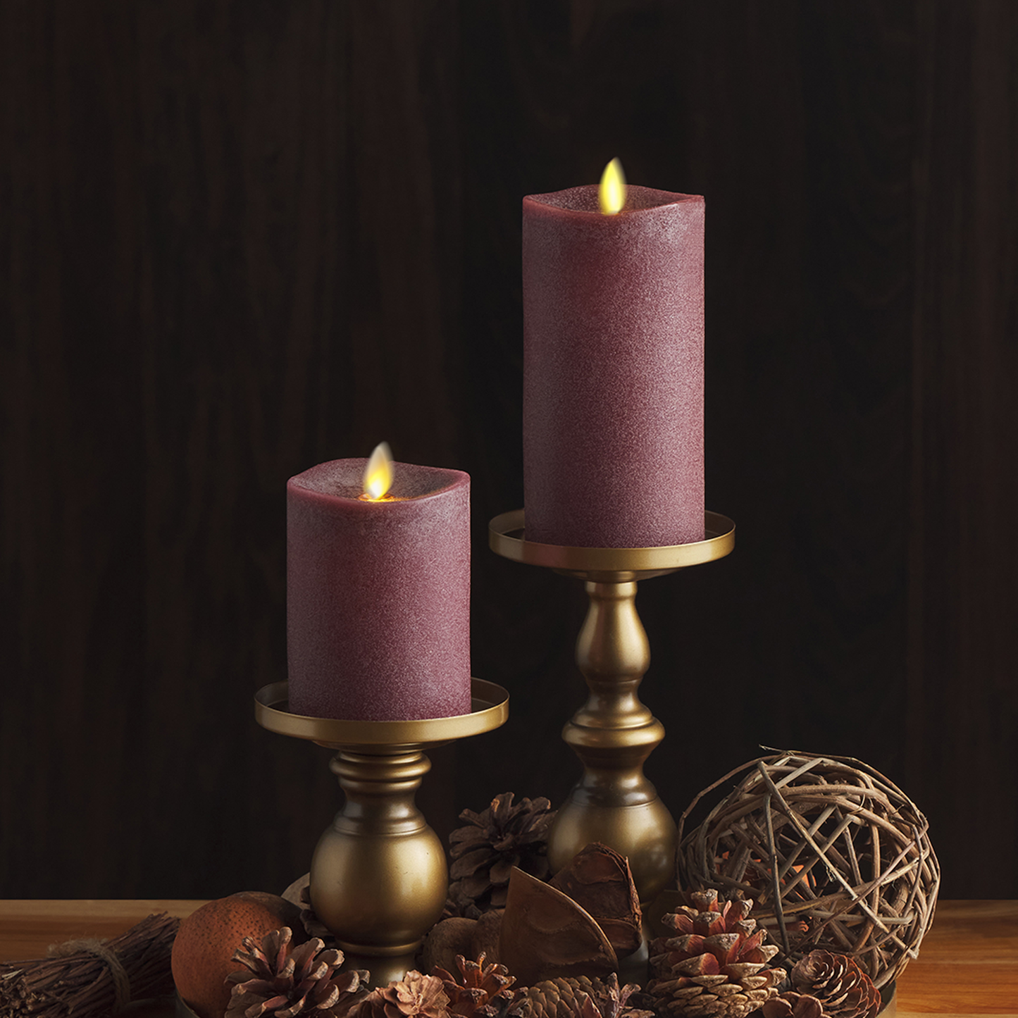 Chalky Raisin Flameless Melted Candle Pillar