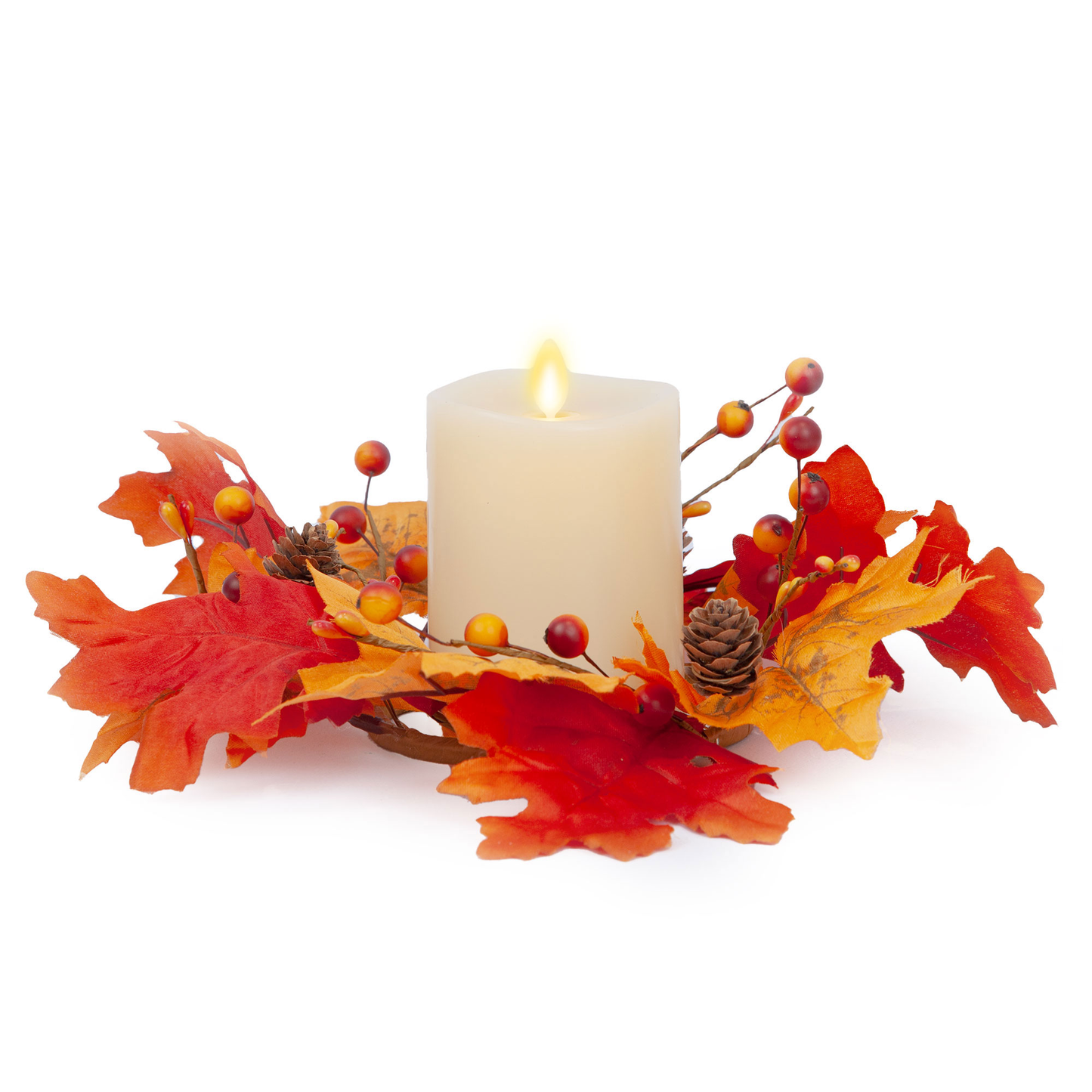 Harvest Centerpiece with Ivory Flameless Candle - Melted Top