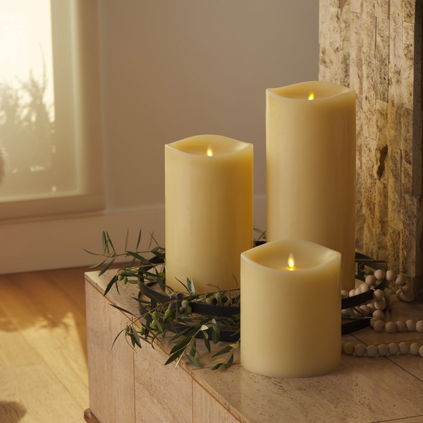 Ivory Flameless Candle Grand Pillar – Luminara