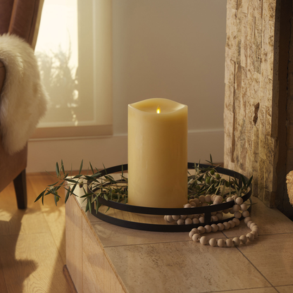 Ivory Flameless Candle Grand Pillar - Melted Top - 6.25" Width
