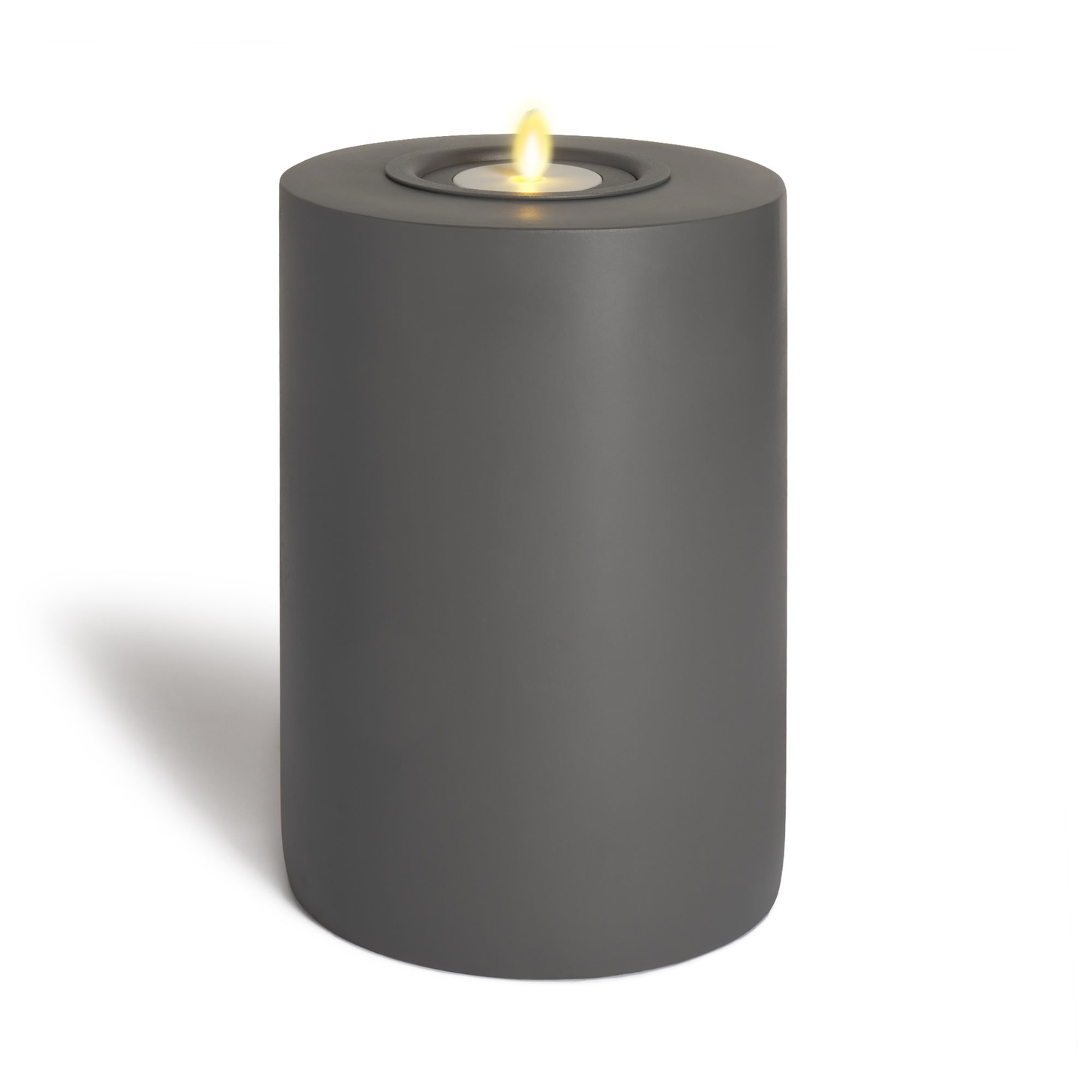 Medium Concrete Cylinder Decorative Candle Holder with Outdoor Votive