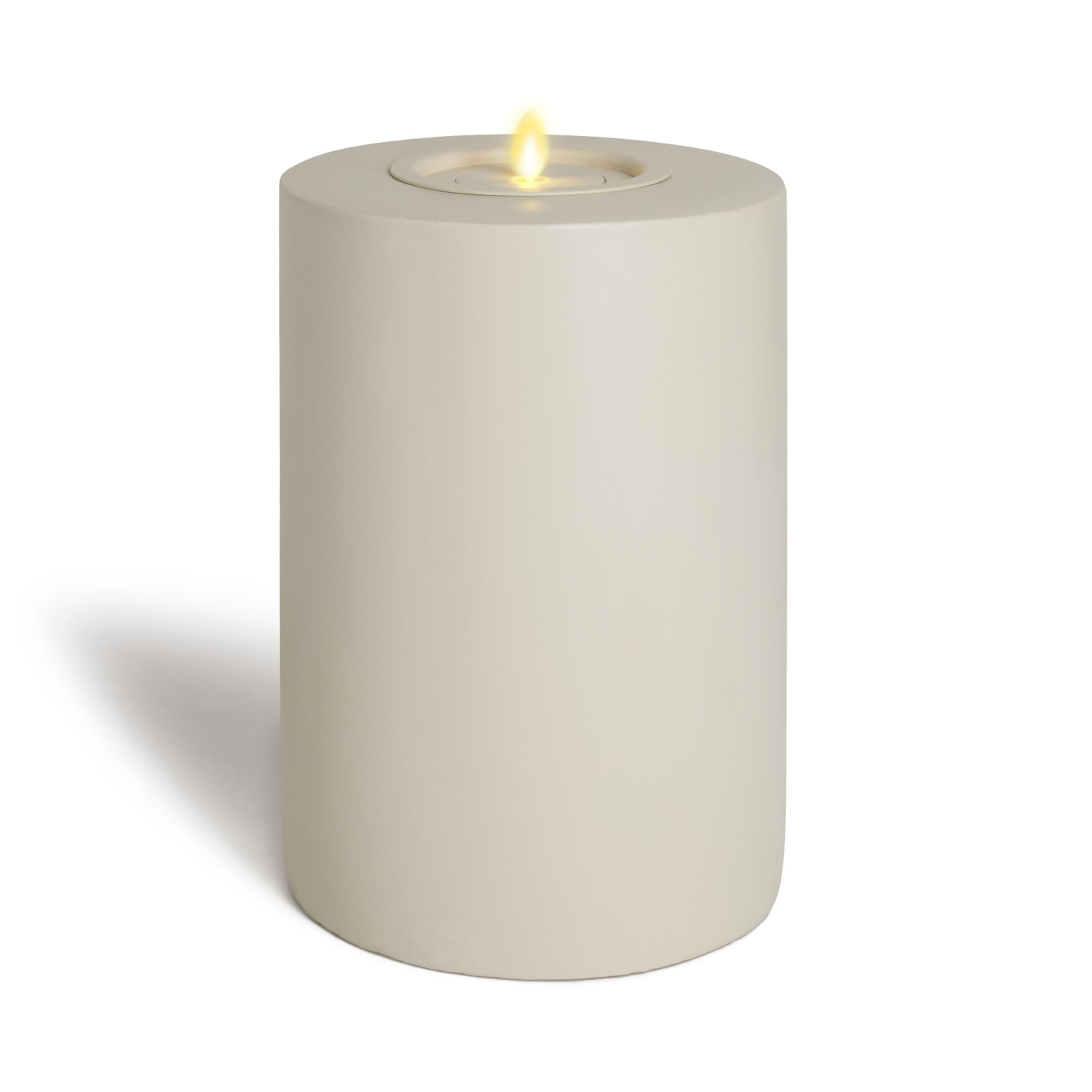 Medium Concrete Cylinder Decorative Candle Holder with Outdoor Votive