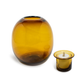 Oval Glass Decorative Candle Holder with Outdoor Votive