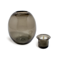 Oval Glass Decorative Candle Holder with Outdoor Votive