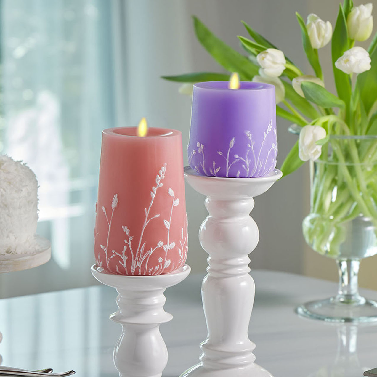 Luminara's floral flameless lavender candle