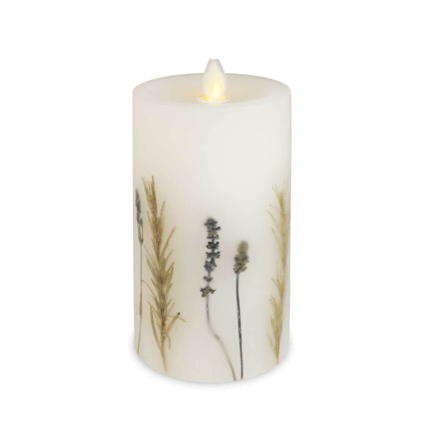 Luminara's Flameless Embedded Lavender Rosemary Candle Pillar