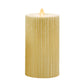 Ribbed Metallic Champagne Flameless Candle Pillar - Recessed Top